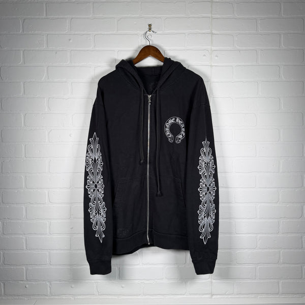 Chrome Hearts Floral Horseshoe Zip Up Hoodie