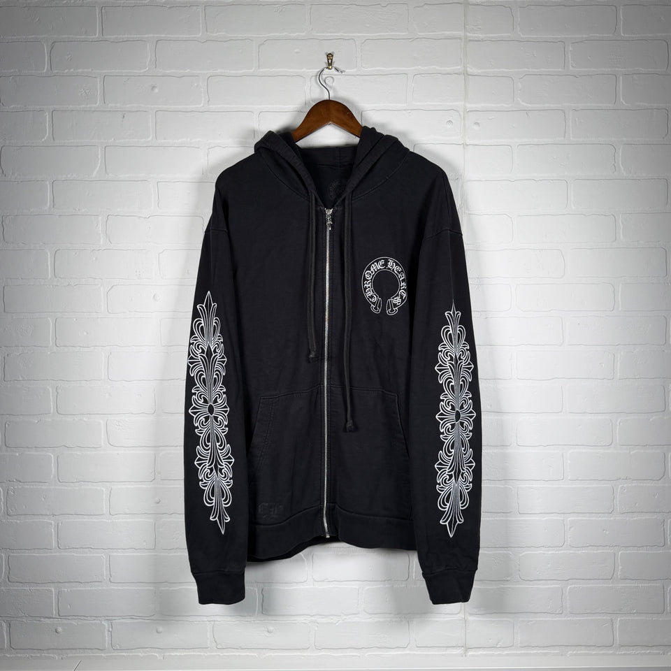 Chrome Hearts Floral Horseshoe Zip Up Hoodie