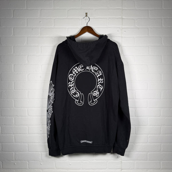 Chrome Hearts Floral Horseshoe Zip Up Hoodie