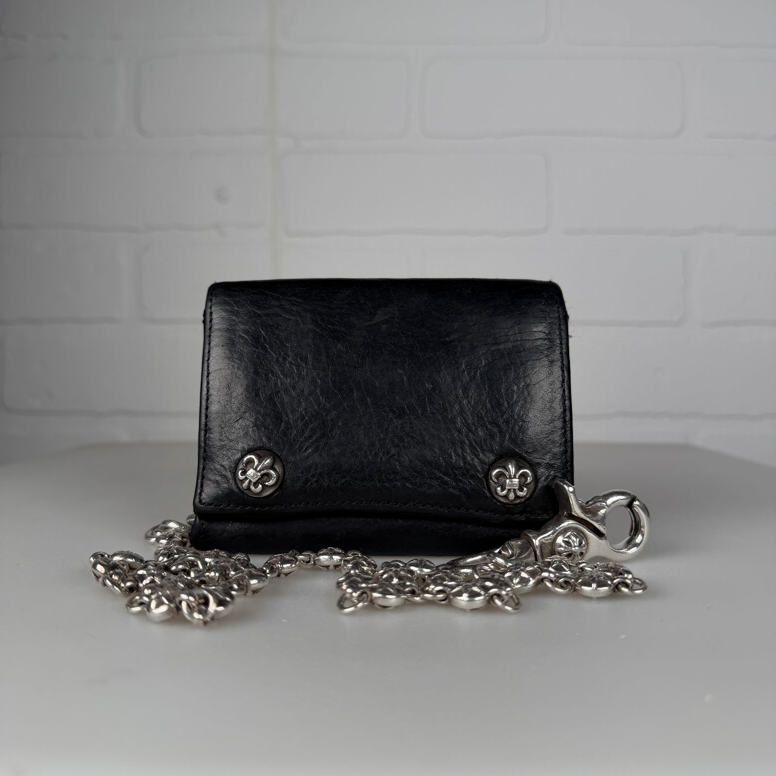 Chrome Hearts 26 Link Star Ball Wallet Chain & Fleur Button Trifold Wallet