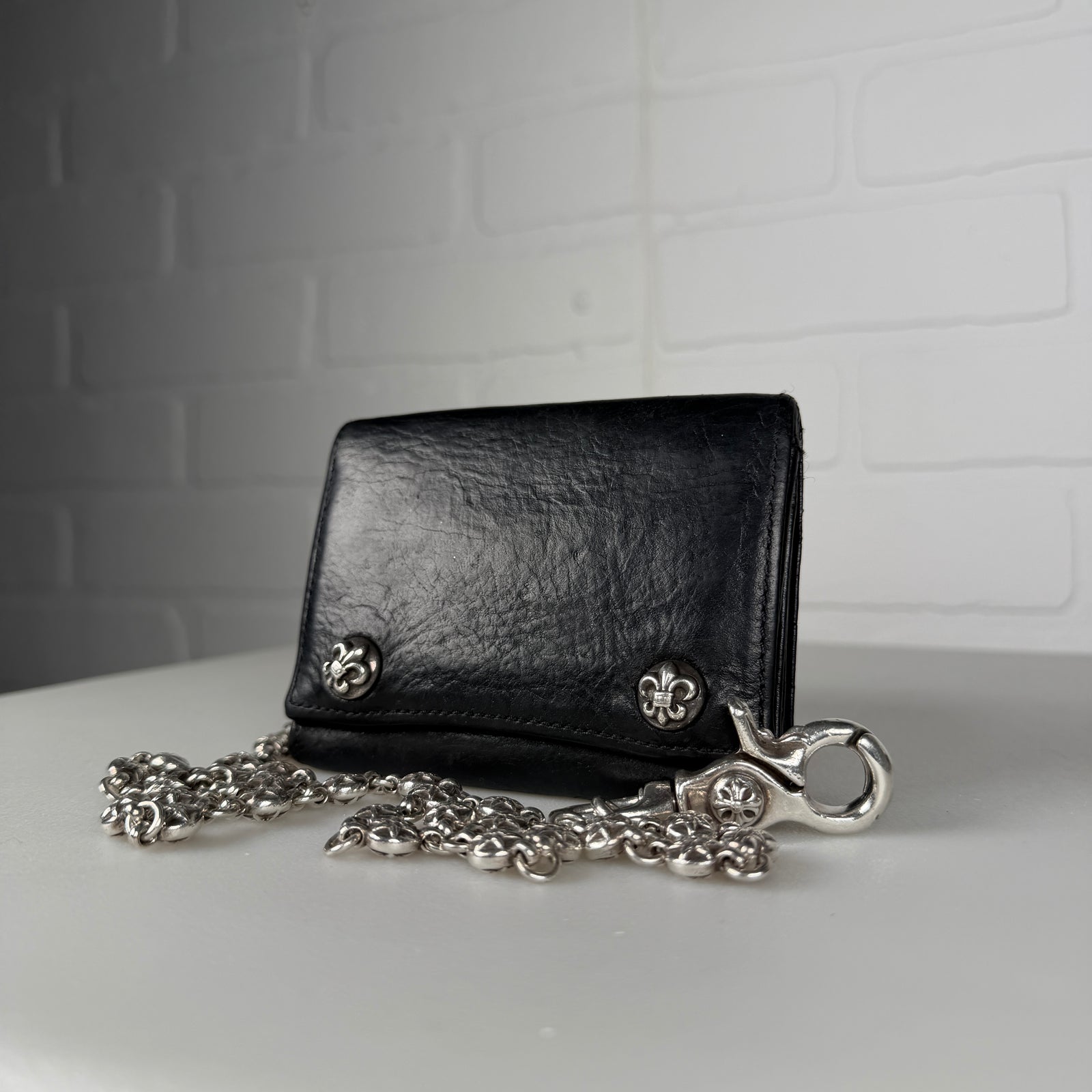 Chrome Hearts 26 Link Star Ball Wallet Chain & Fleur Button Trifold Wallet