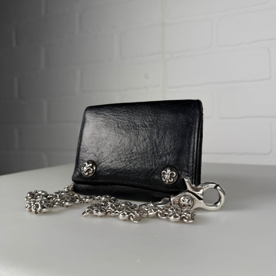 Chrome Hearts 26 Link Star Ball Wallet Chain & Fleur Button Trifold Wallet