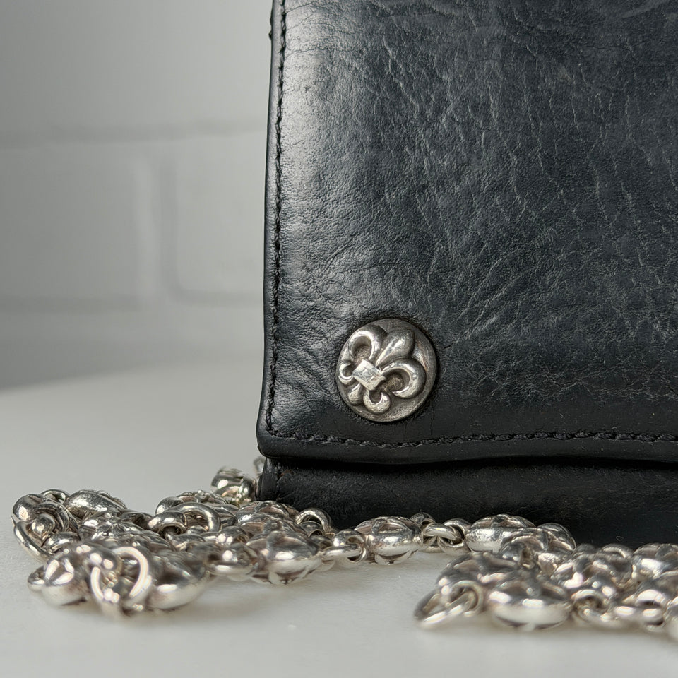 Chrome Hearts 26 Link Star Ball Wallet Chain & Fleur Button Trifold Wallet
