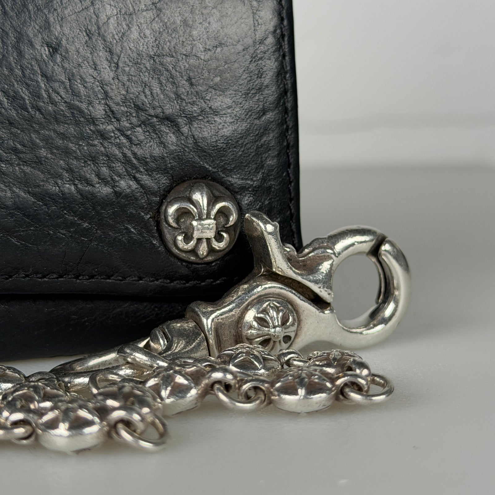 Chrome Hearts 26 Link Star Ball Wallet Chain & Fleur Button Trifold Wallet