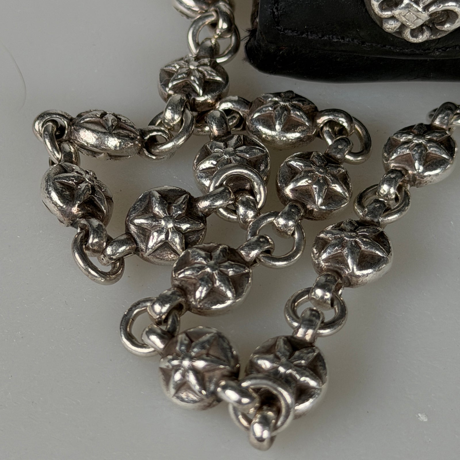 Chrome Hearts 26 Link Star Ball Wallet Chain & Fleur Button Trifold Wallet
