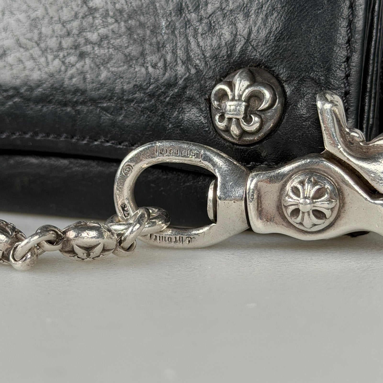 Chrome Hearts 26 Link Star Ball Wallet Chain & Fleur Button Trifold Wallet