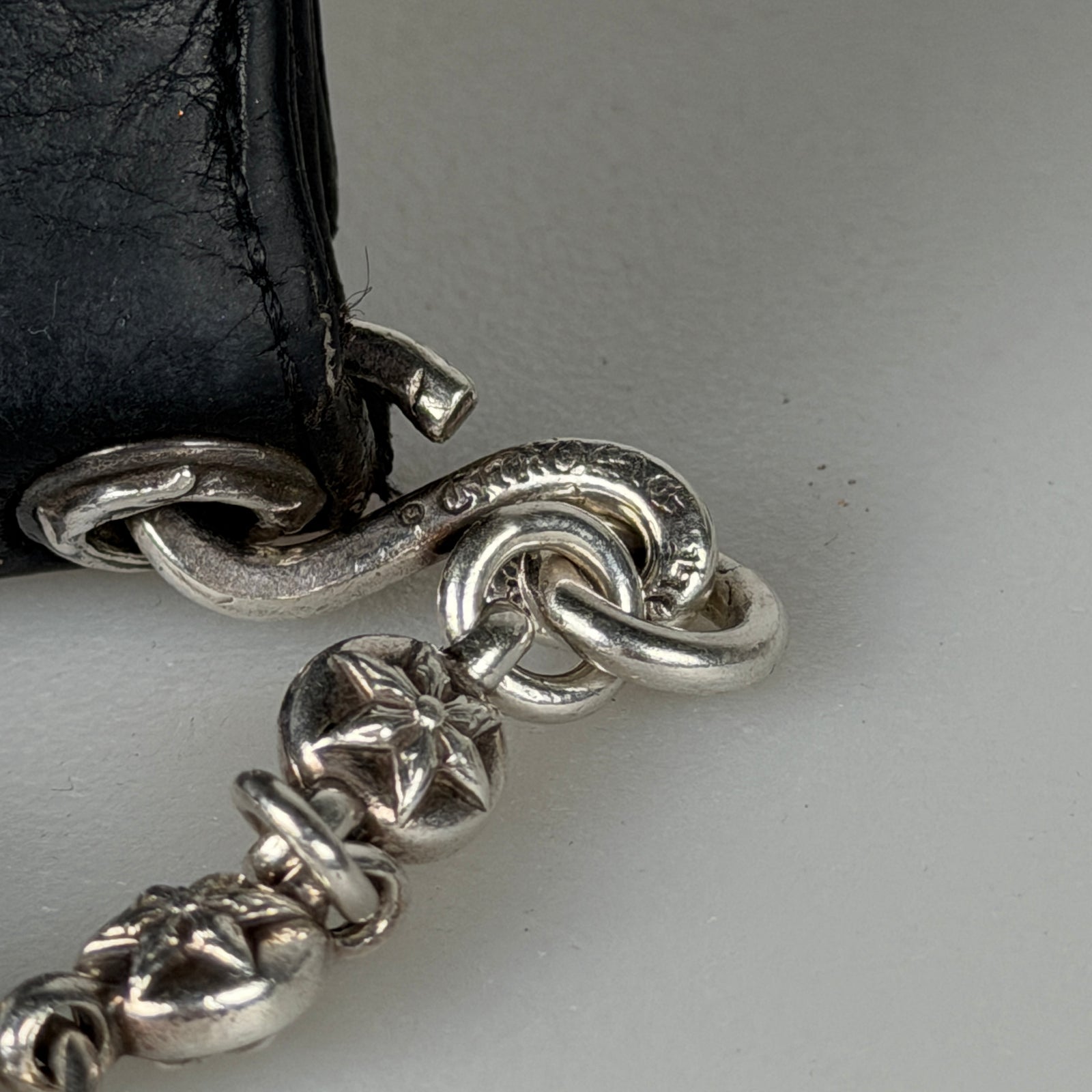 Chrome Hearts 26 Link Star Ball Wallet Chain & Fleur Button Trifold Wallet