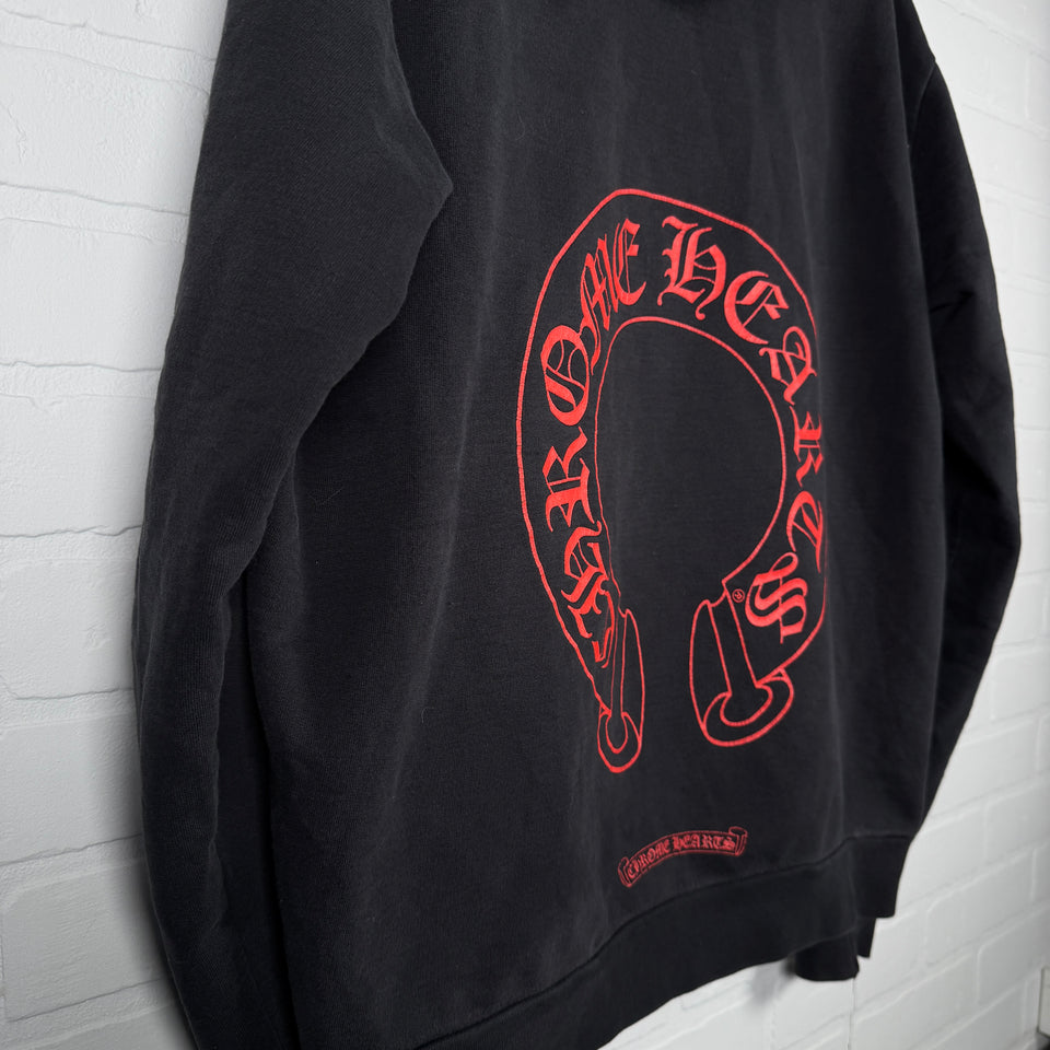 Chrome Hearts Online Exclusive Red Horseshoe Hoodie