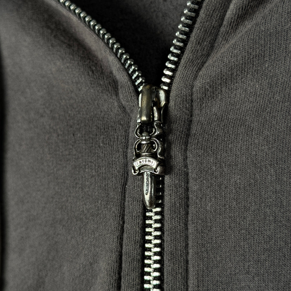 Chrome Hearts Vintage Floral Scroll Logo Zip Up Hoodie