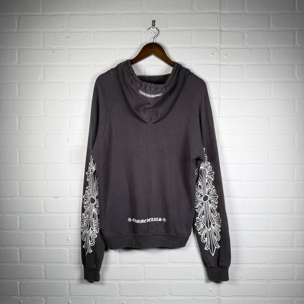 Chrome Hearts Vintage Floral Scroll Logo Zip Up Hoodie