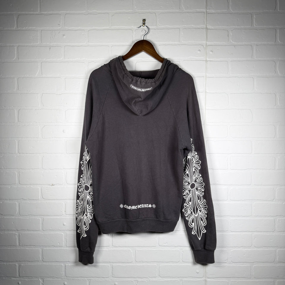 Chrome Hearts Vintage Floral Scroll Logo Zip Up Hoodie