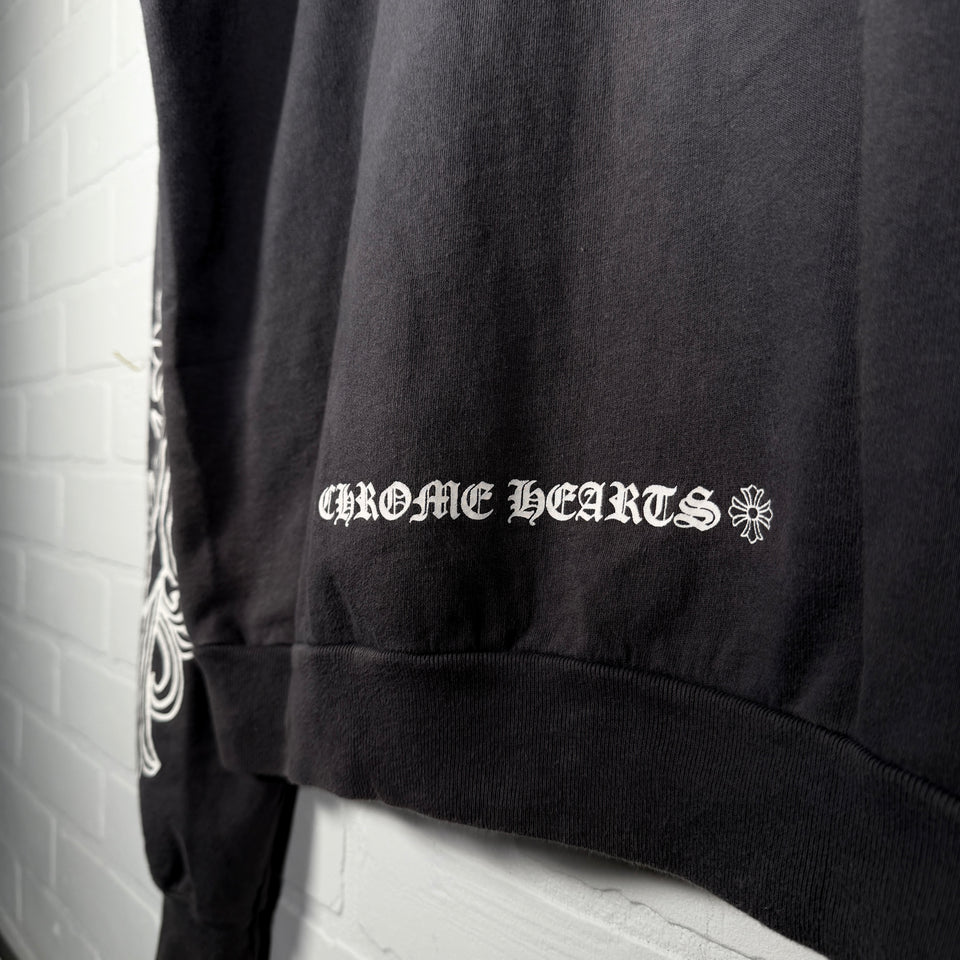 Chrome Hearts Vintage Floral Scroll Logo Zip Up Hoodie