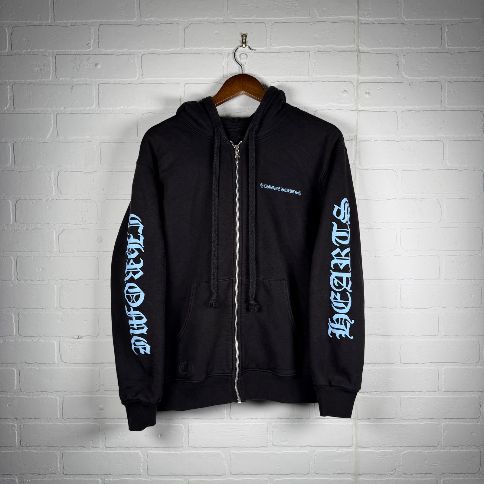 Chrome Hearts Thermal Icey Blue Script Logo Zip Up Hoodie