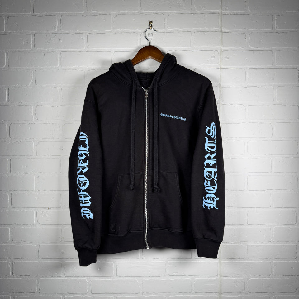 Chrome Hearts Thermal Icey Blue Script Logo Zip Up Hoodie