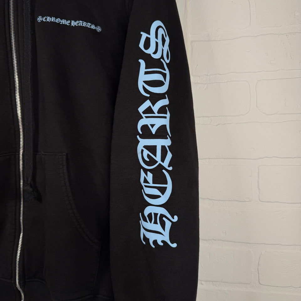 Chrome Hearts Thermal Icey Blue Script Logo Zip Up Hoodie