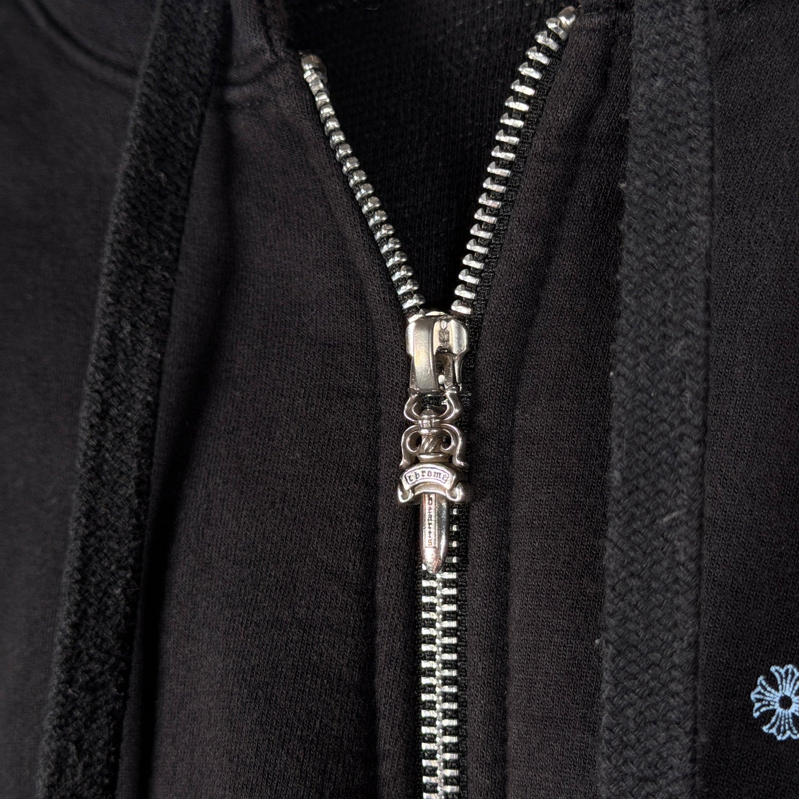 Chrome Hearts Thermal Icey Blue Script Logo Zip Up Hoodie