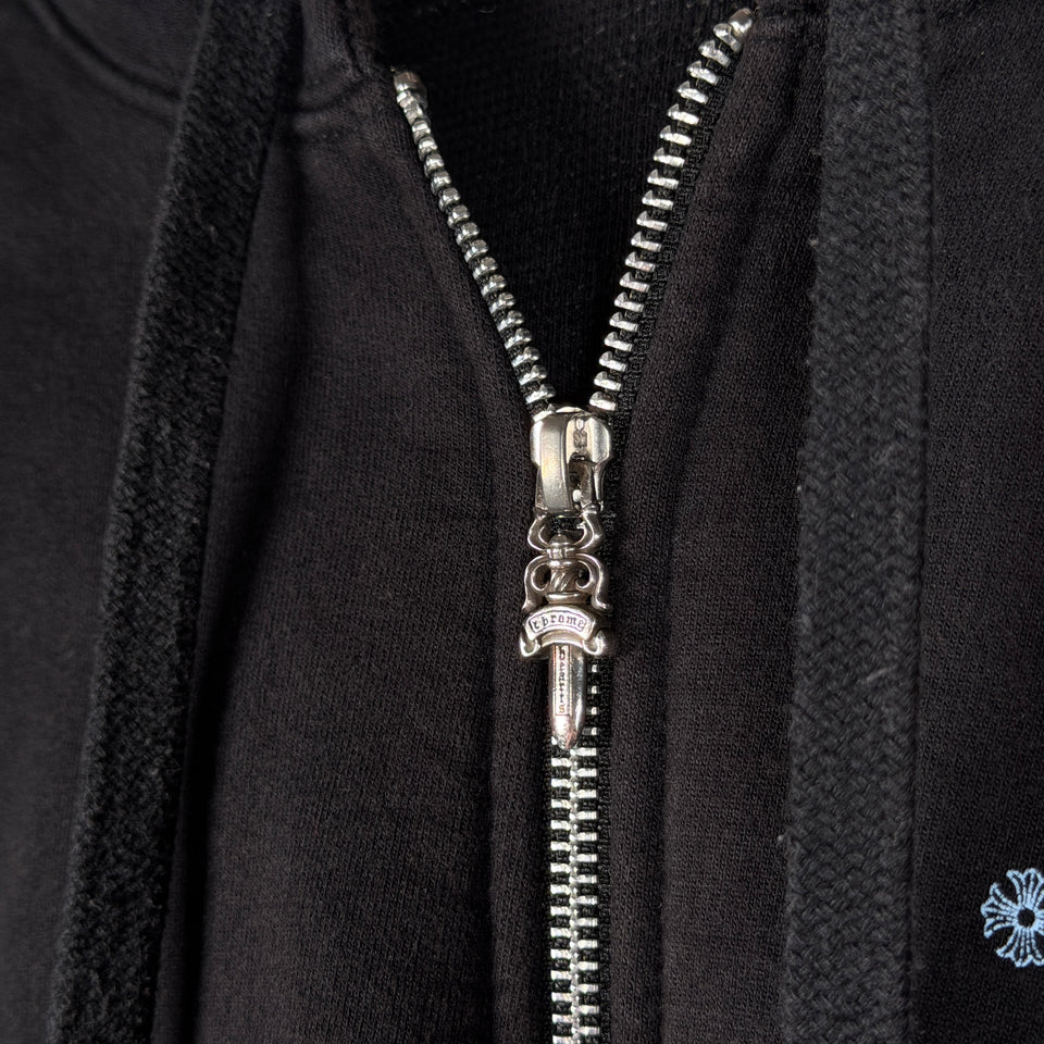 Chrome Hearts Thermal Icey Blue Script Logo Zip Up Hoodie