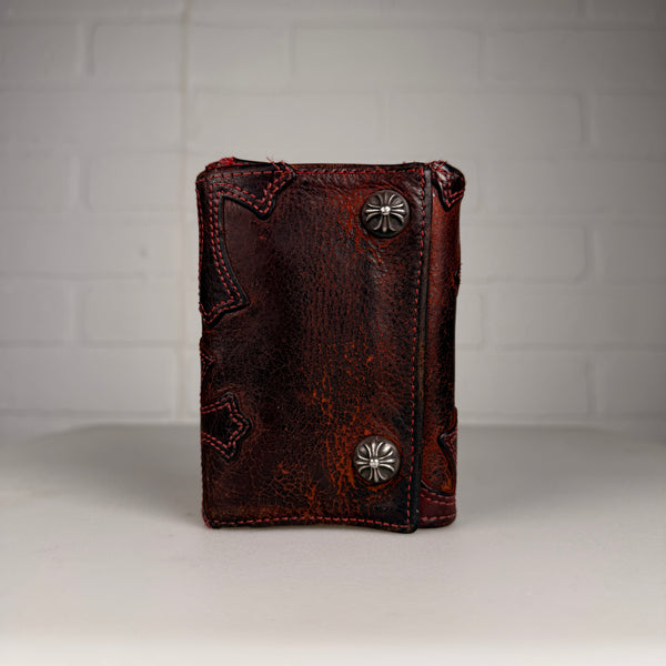 Chrome Hearts Red Cross Patch Cross Button Trifold Wallet