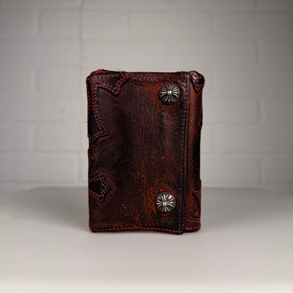 Chrome Hearts Red Cross Patch Cross Button Trifold Wallet