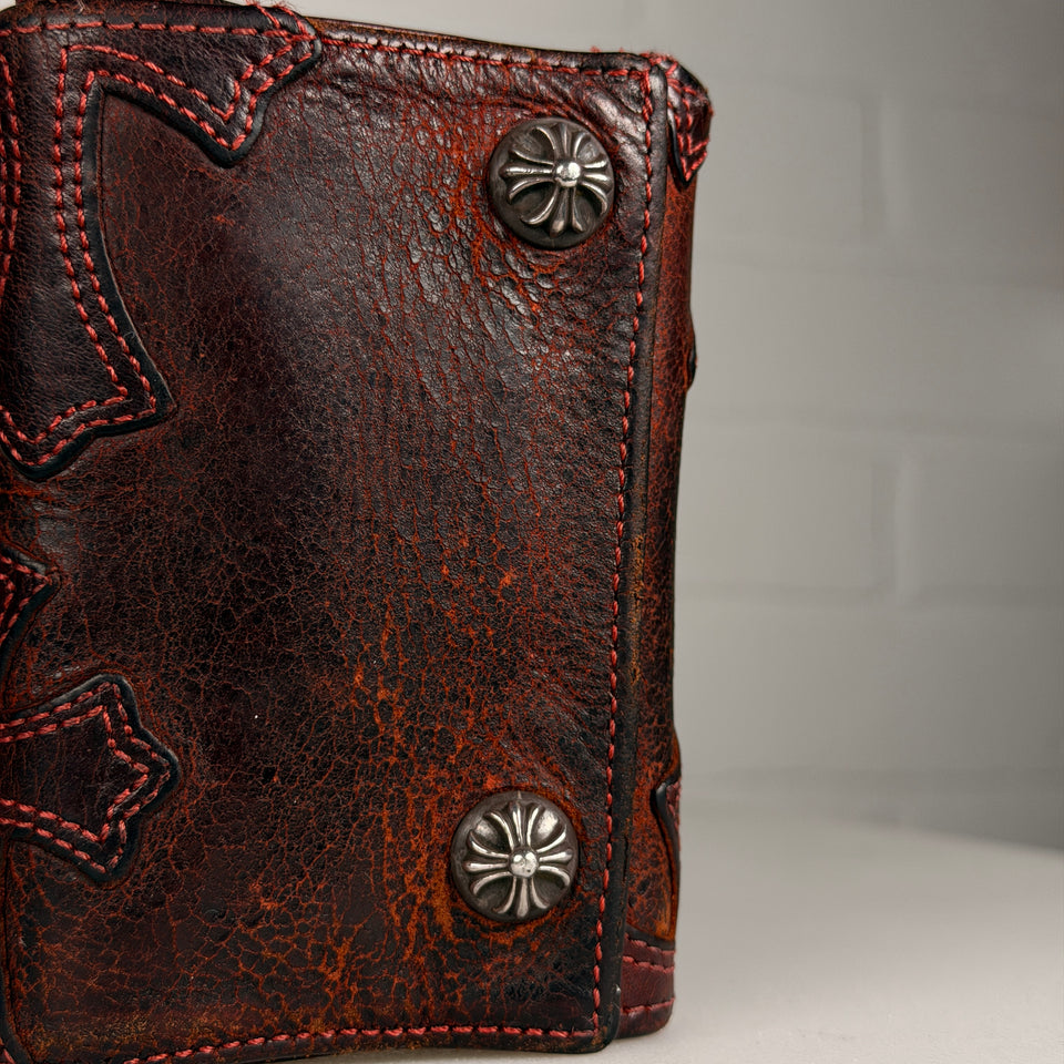 Chrome Hearts Red Cross Patch Cross Button Trifold Wallet
