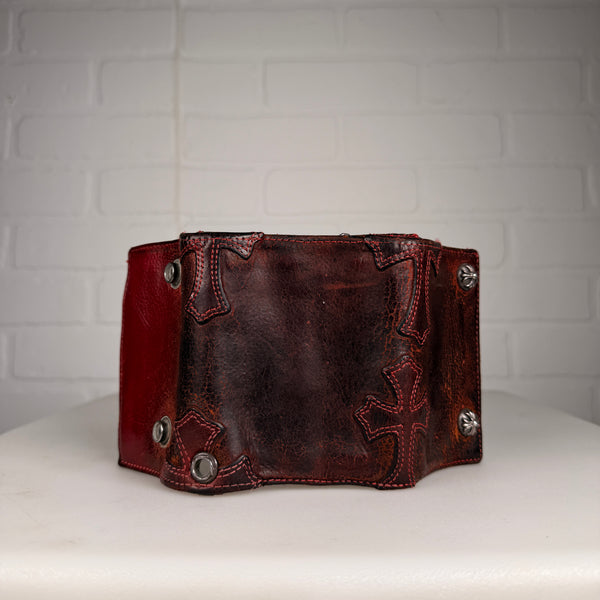 Chrome Hearts Red Cross Patch Cross Button Trifold Wallet