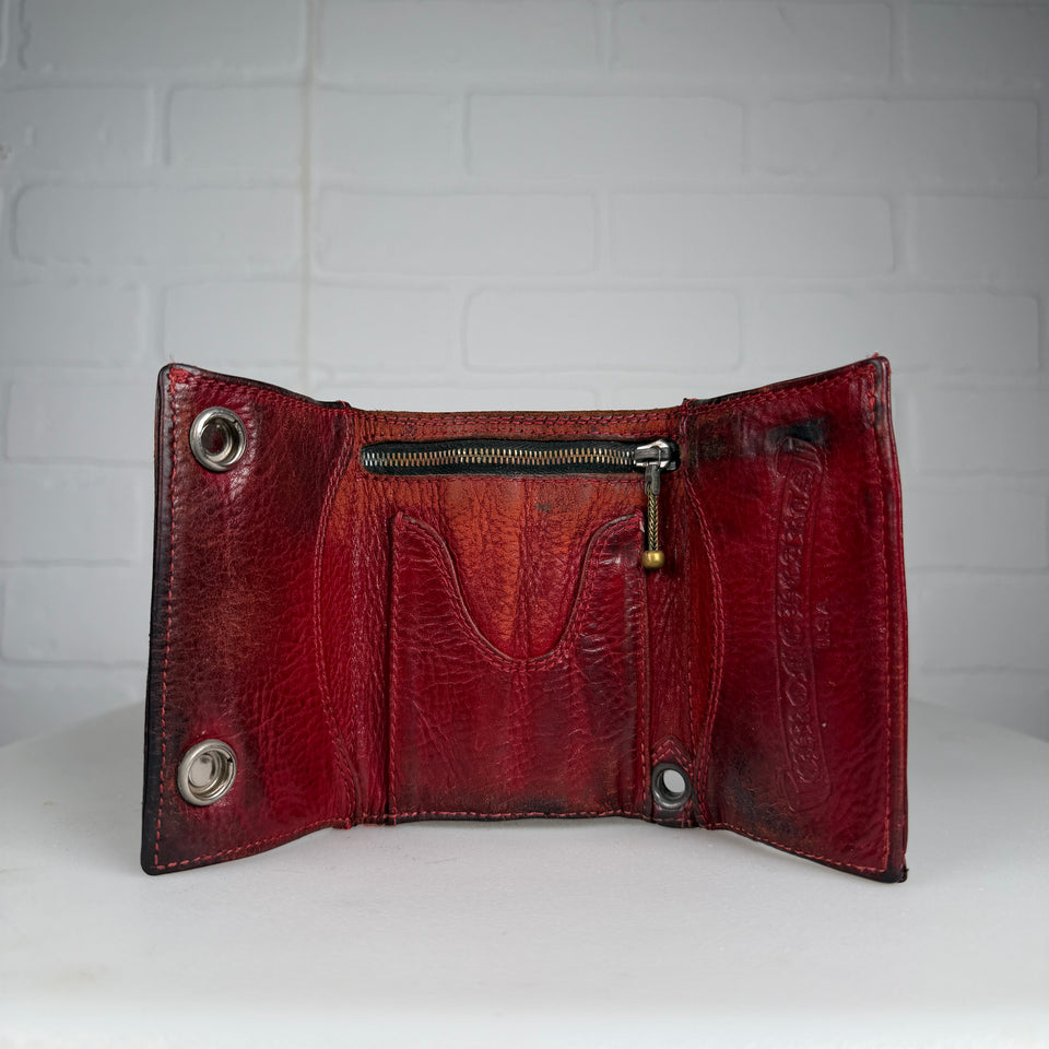 Chrome Hearts Red Cross Patch Cross Button Trifold Wallet