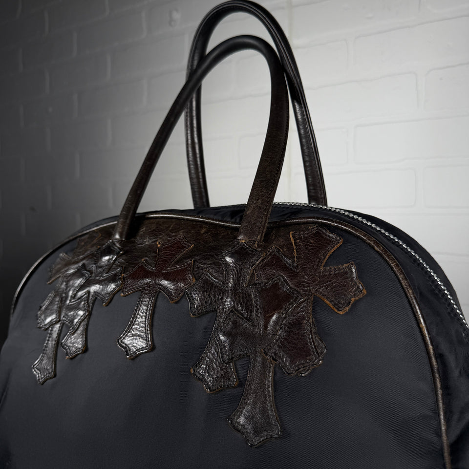 Chrome Hearts Brown Cross Patch Gym Bowling Bag
