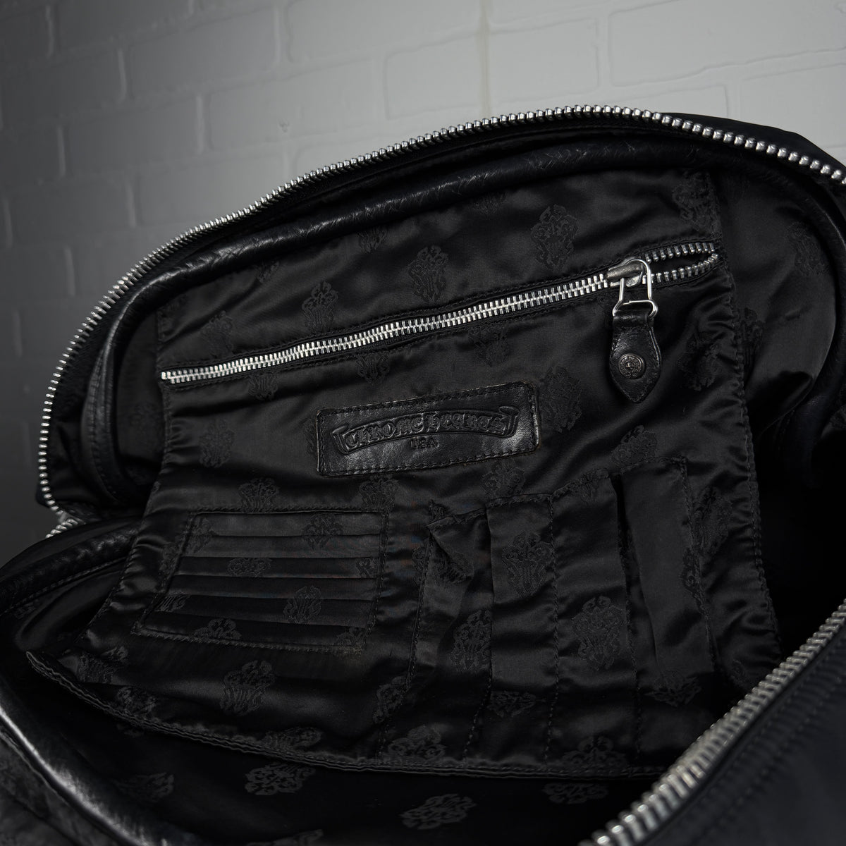 Chrome Hearts Brown Cross Patch Gym Bowling Bag