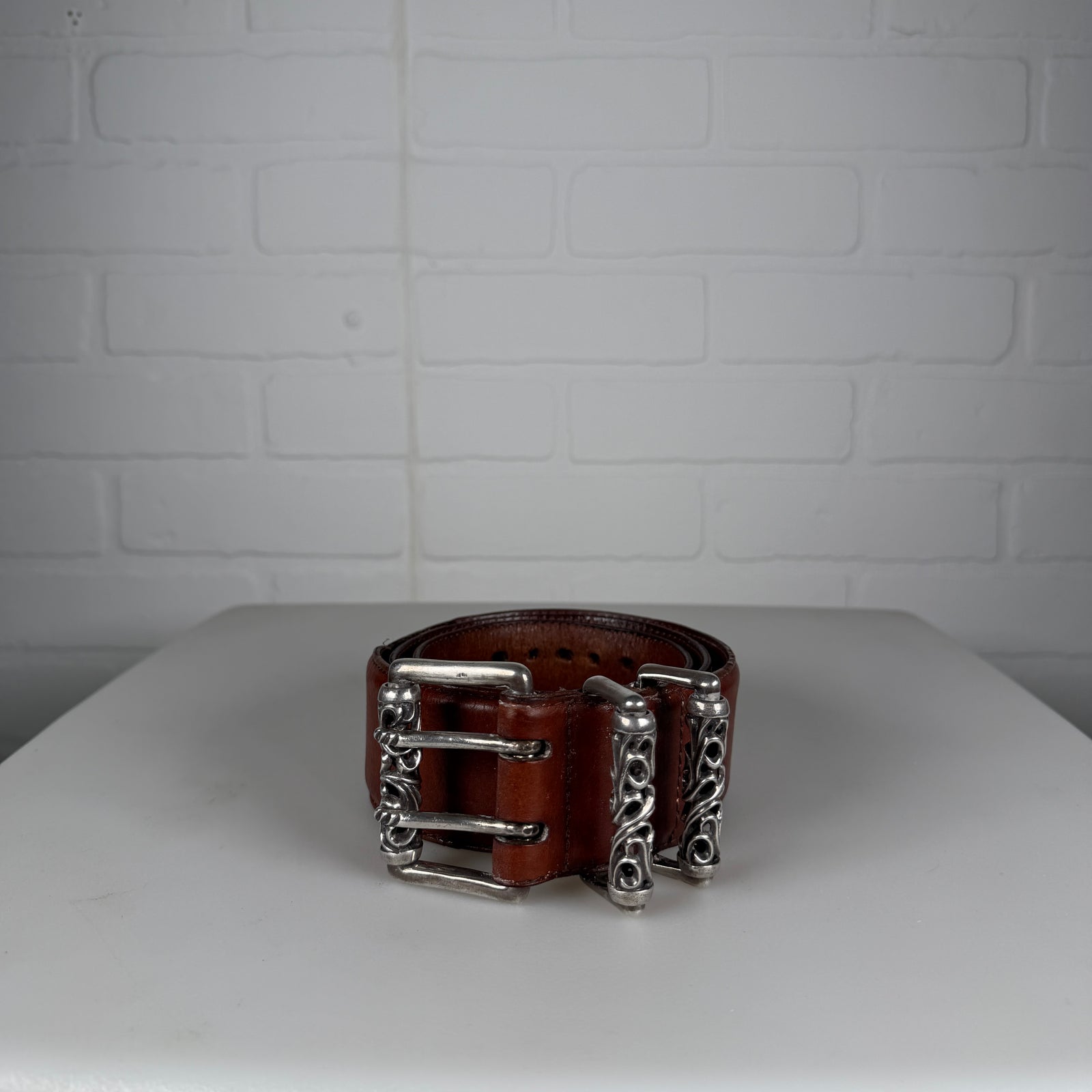 Chrome Hearts Brown Strap Double Roller Belt