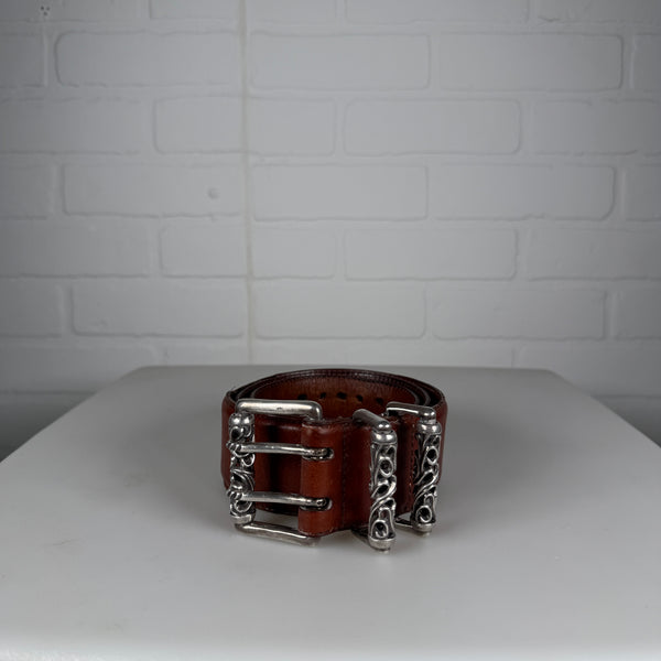Chrome Hearts Brown Strap Double Roller Belt