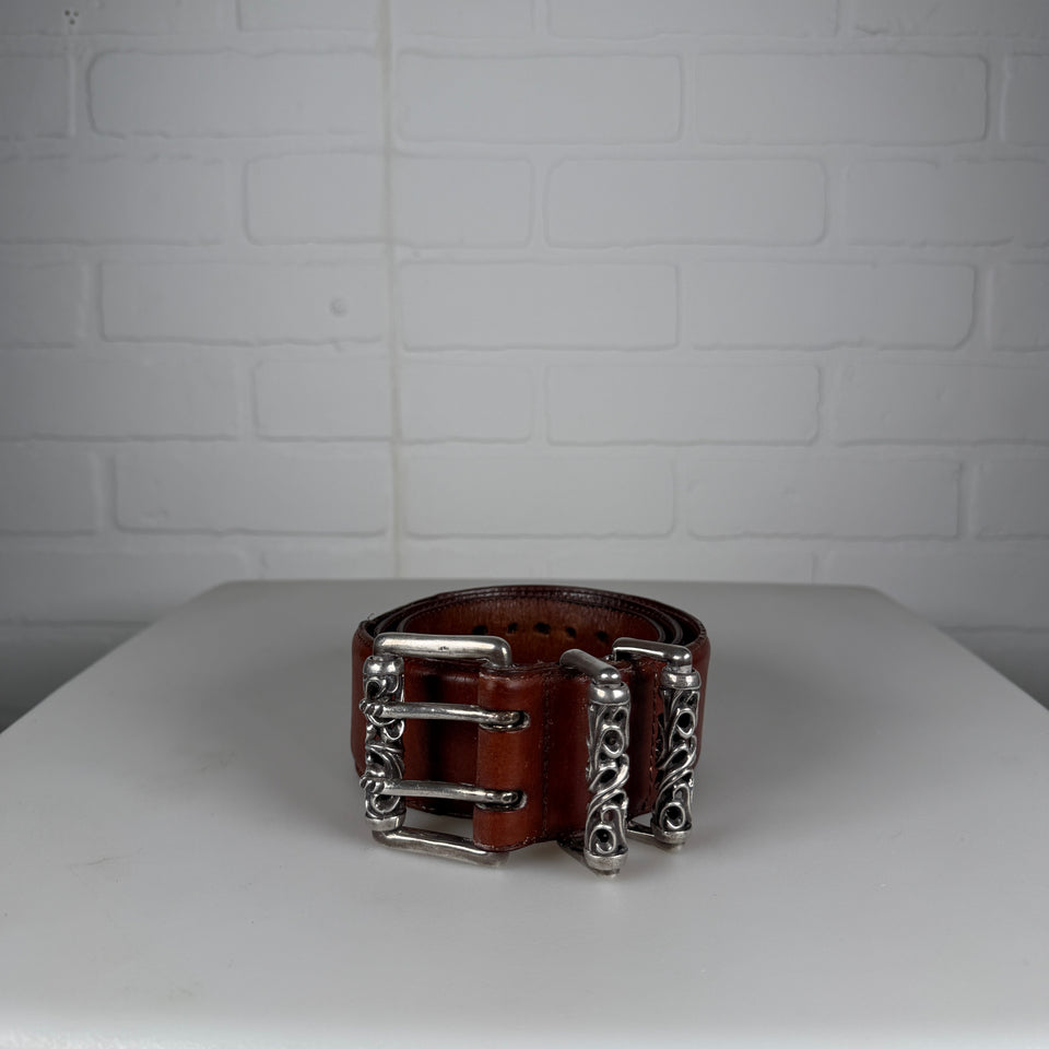 Chrome Hearts Brown Strap Double Roller Belt
