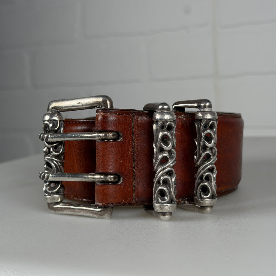 Chrome Hearts Brown Strap Double Roller Belt