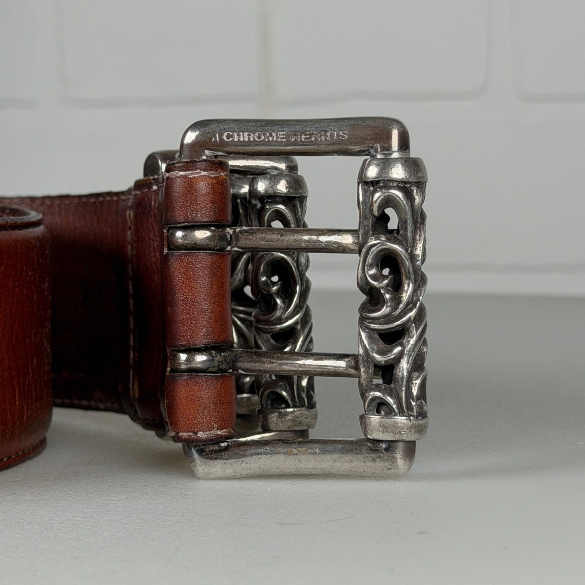 Chrome Hearts Brown Strap Double Roller Belt