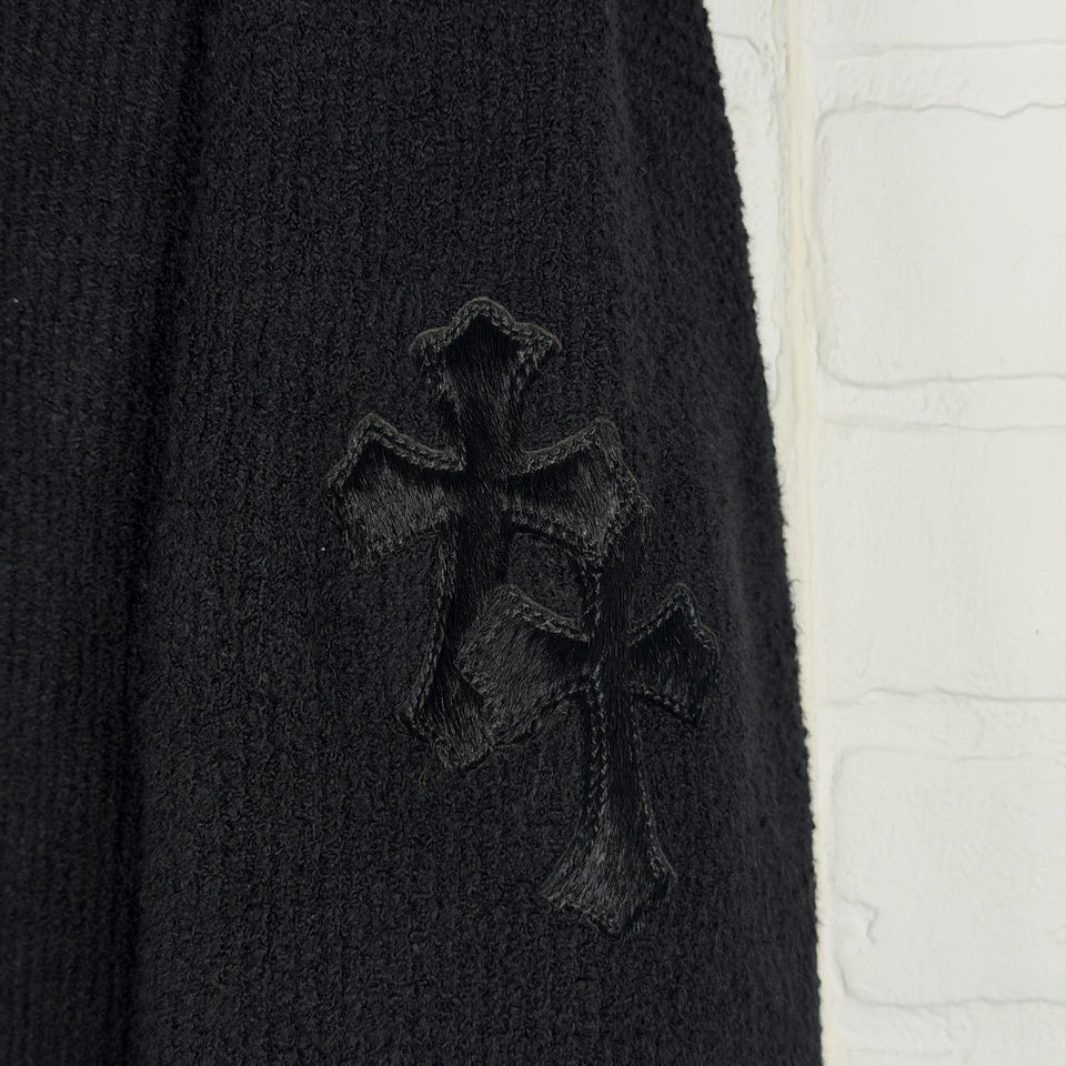 Chrome Hearts Pony Hair Cross Patch Knit Hoodie