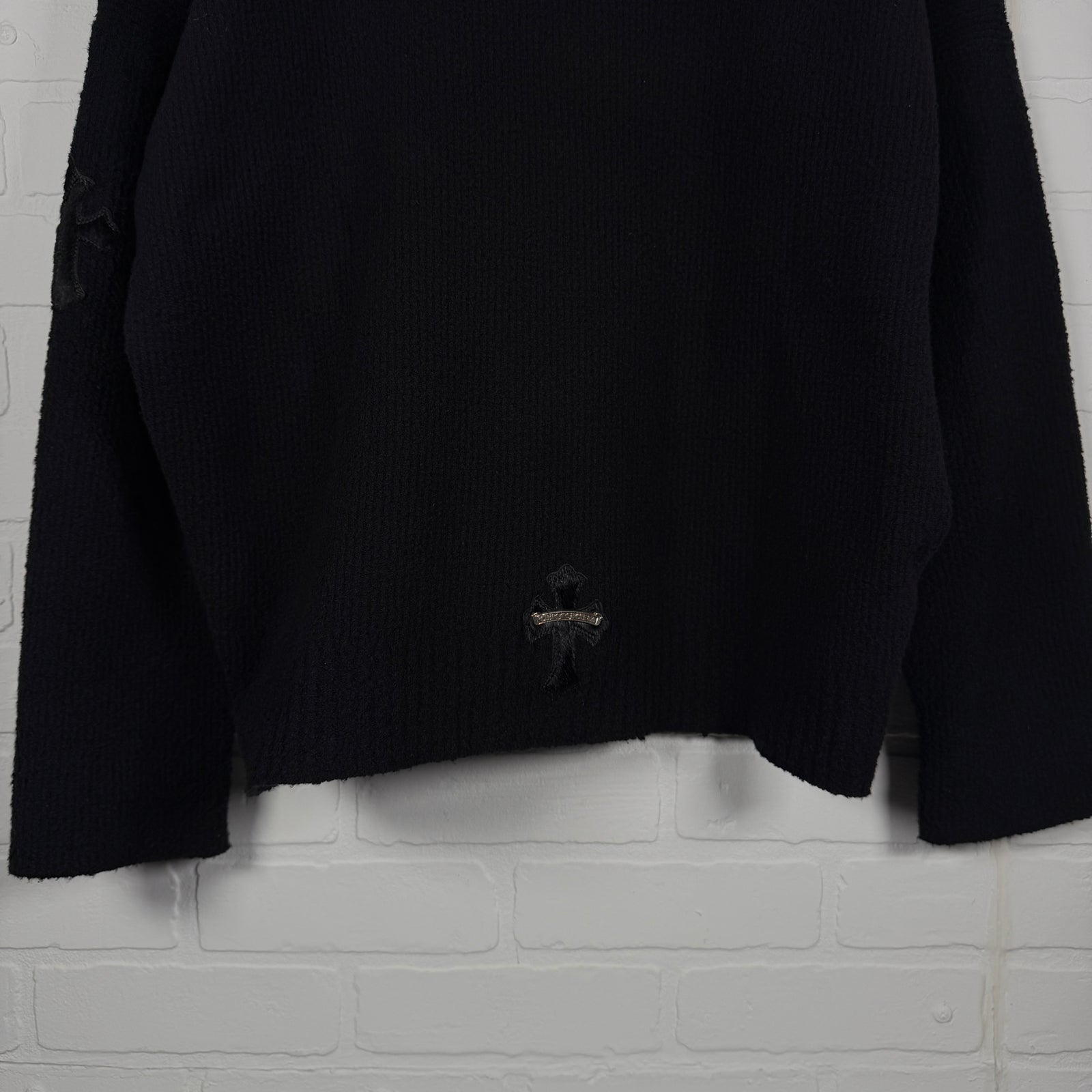 Chrome Hearts Pony Hair Cross Patch Knit Hoodie