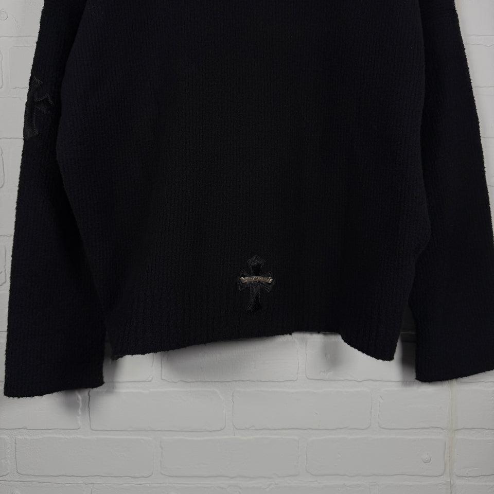 Chrome Hearts Pony Hair Cross Patch Knit Hoodie