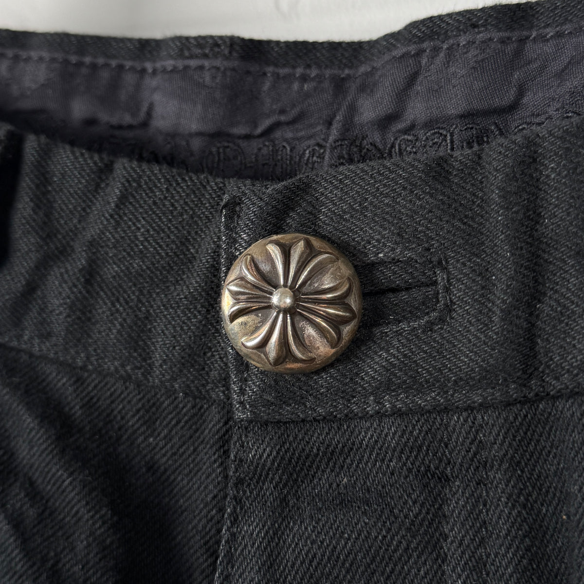 Chrome Hearts Green Suede & Cheetah Cross Patch Jeans