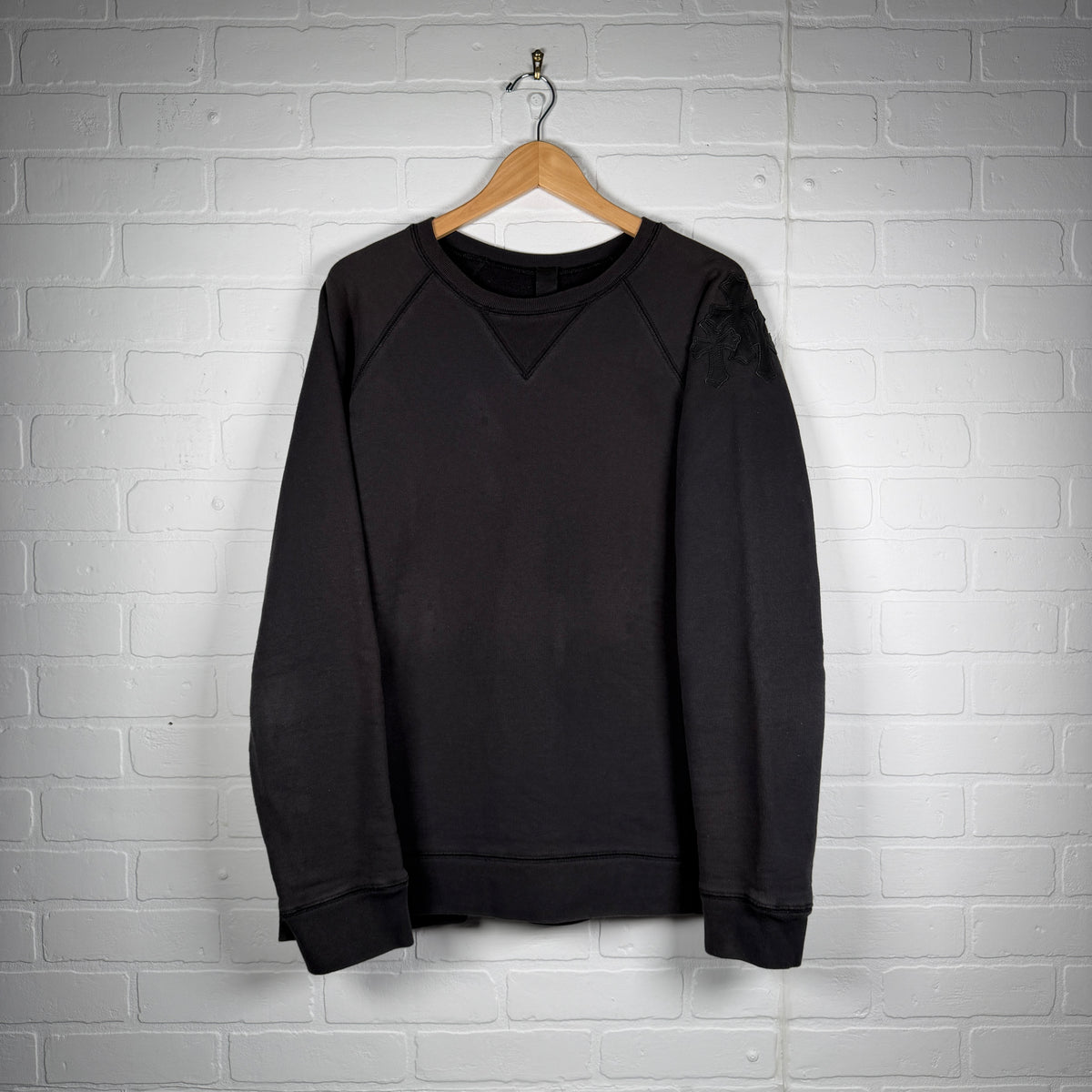 Chrome Hearts Black Triple Cross Patch Paper Jam Crewneck
