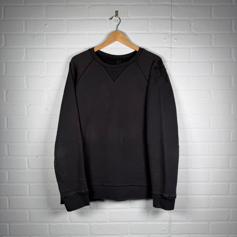 Chrome Hearts Black Triple Cross Patch Paper Jam Crewneck