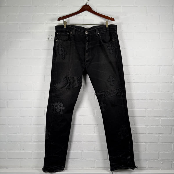 Chrome Hearts Black Cross Patch Jeans