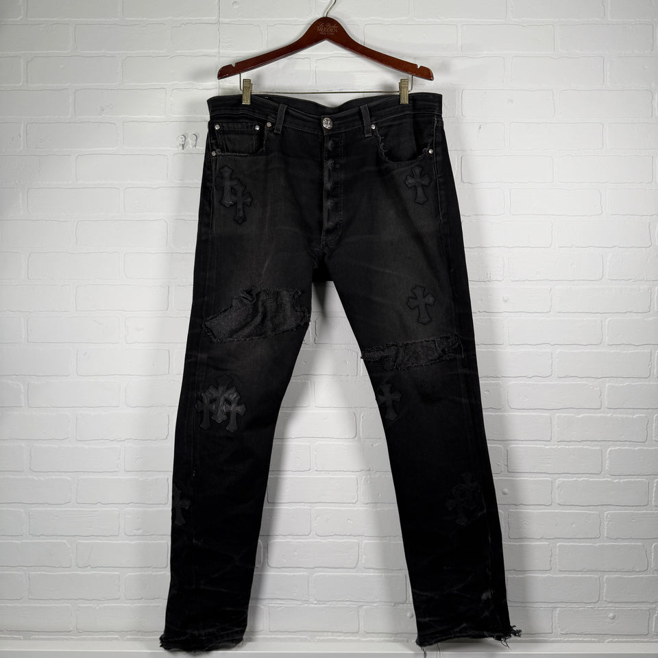 Chrome Hearts Black Cross Patch Jeans