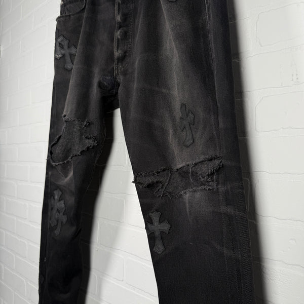 Chrome Hearts Black Cross Patch Jeans