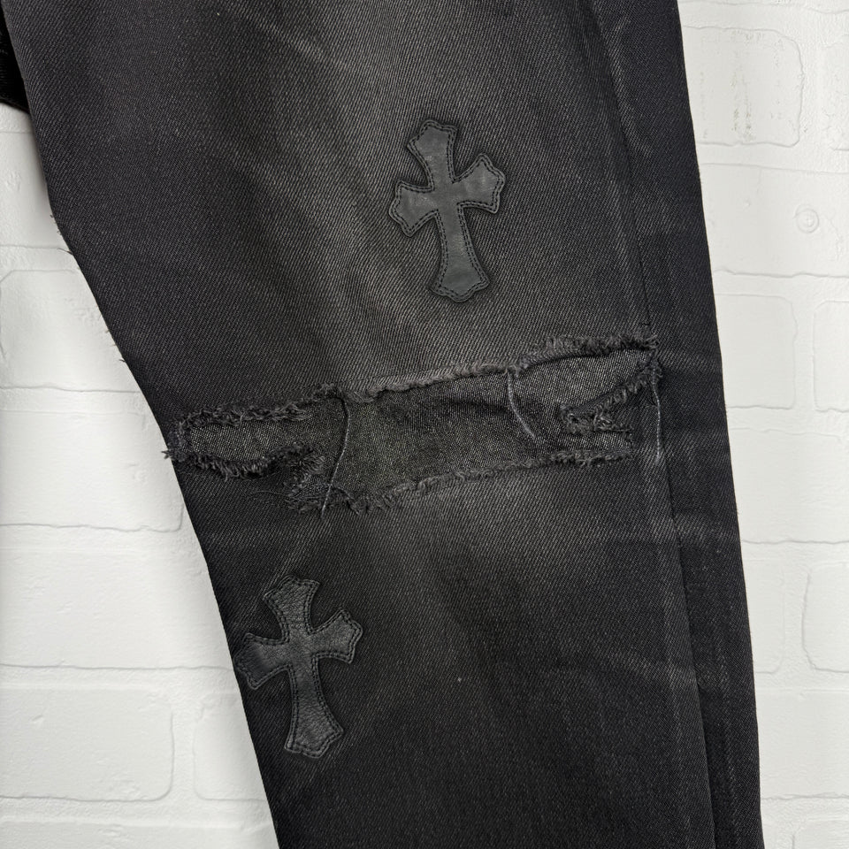 Chrome Hearts Black Cross Patch Jeans