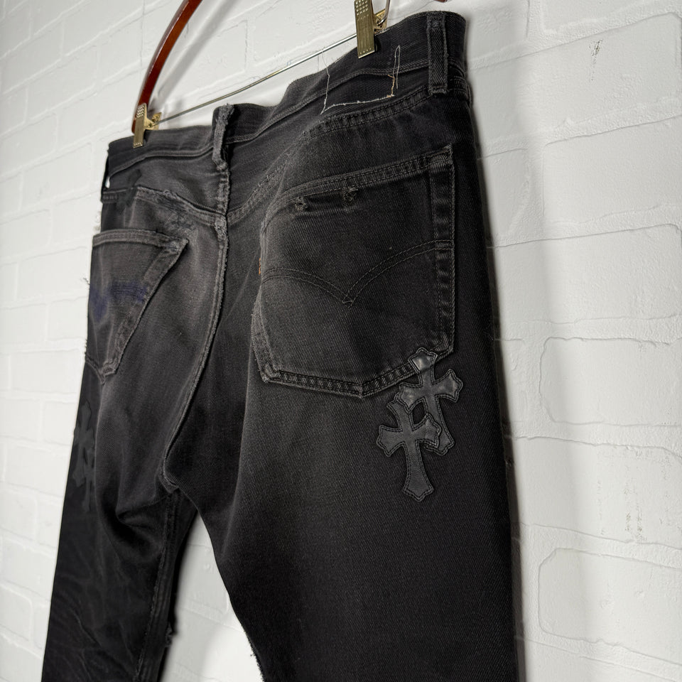 Chrome Hearts Black Cross Patch Jeans