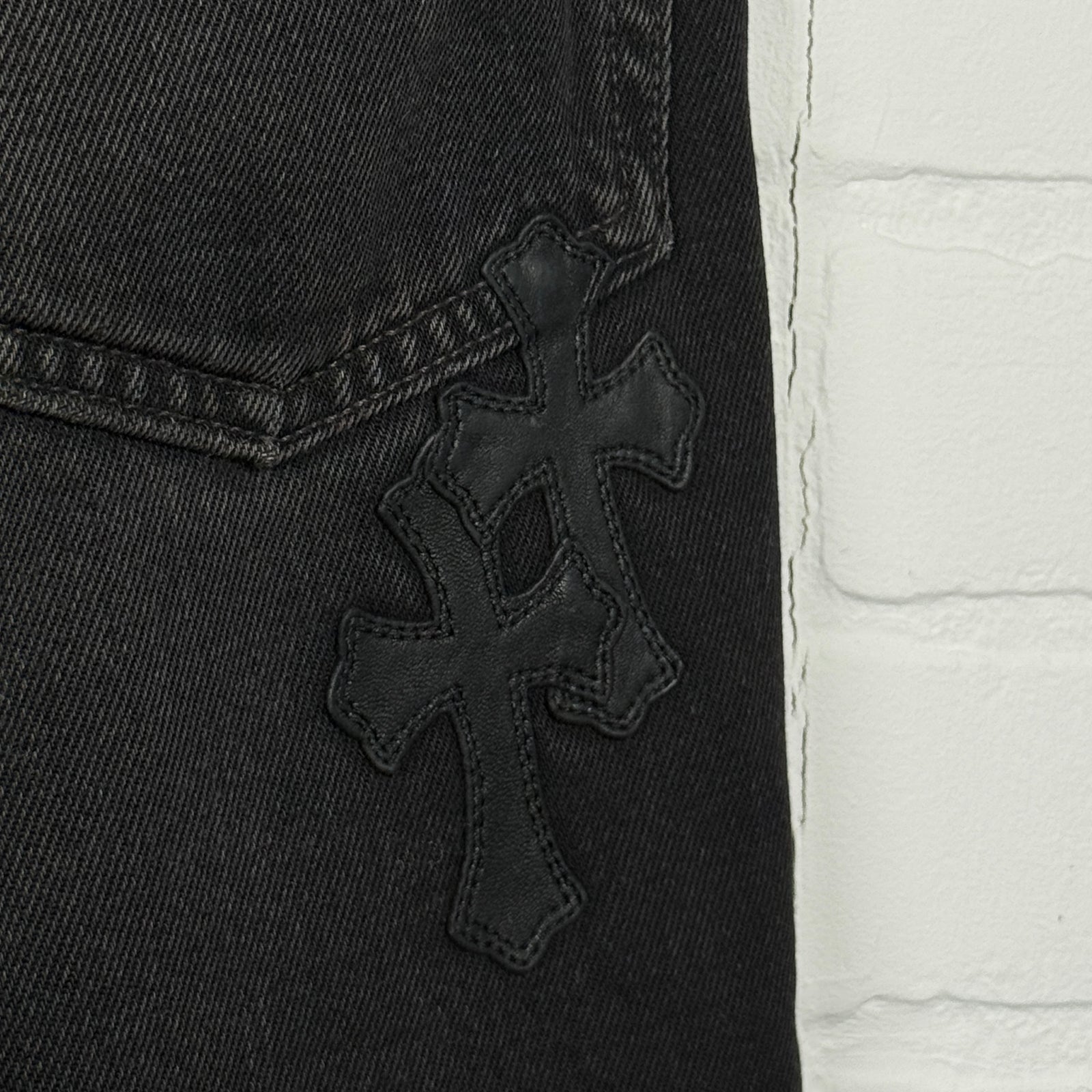 Chrome Hearts Black Cross Patch Jeans