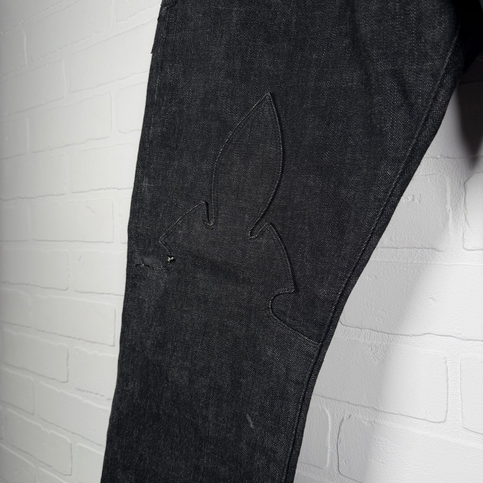 Chrome Hearts Fleur Knee Black Star Patch Jeans