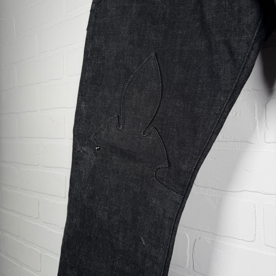 Chrome Hearts Fleur Knee Black Star Patch Jeans