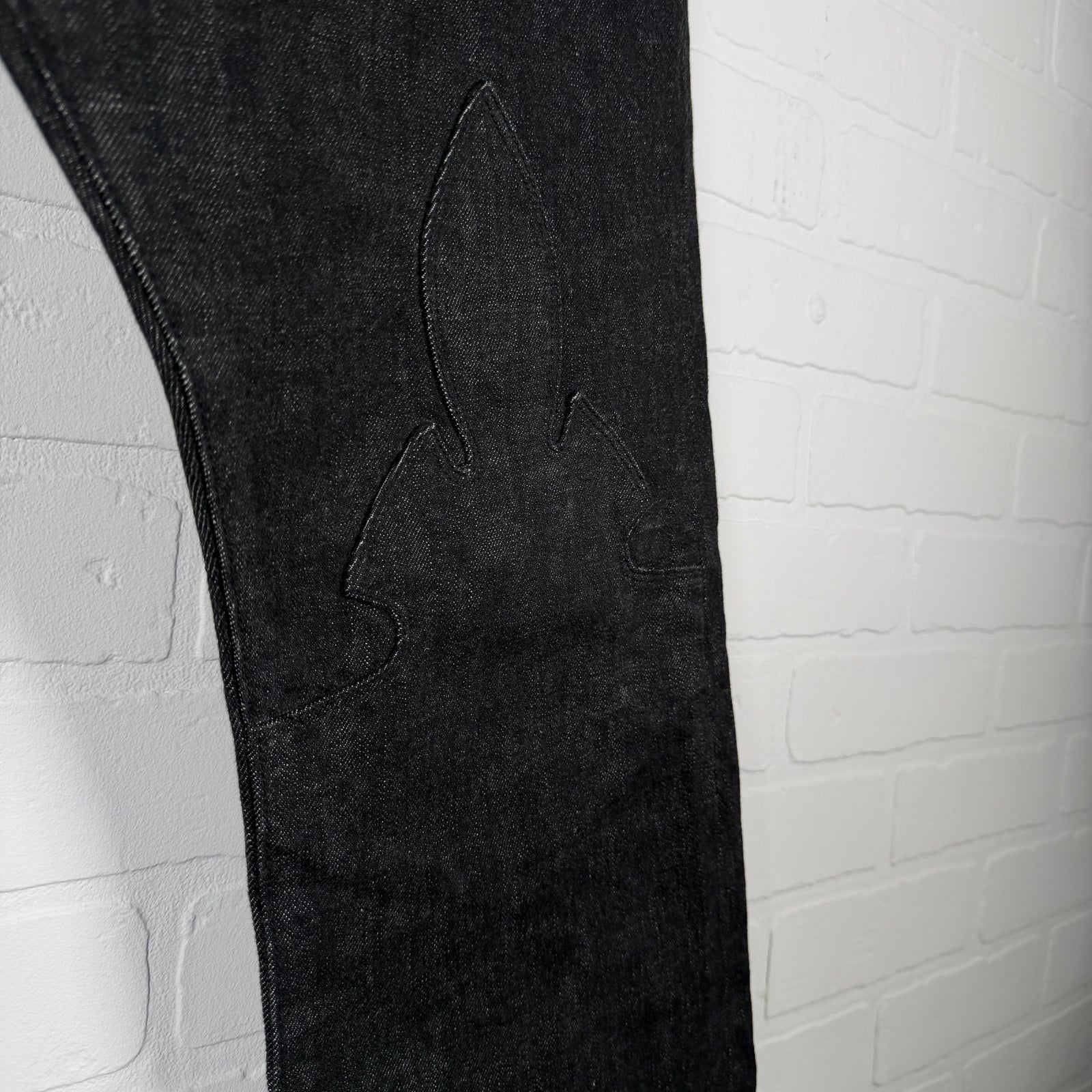 Chrome Hearts Fleur Knee Black Star Patch Jeans
