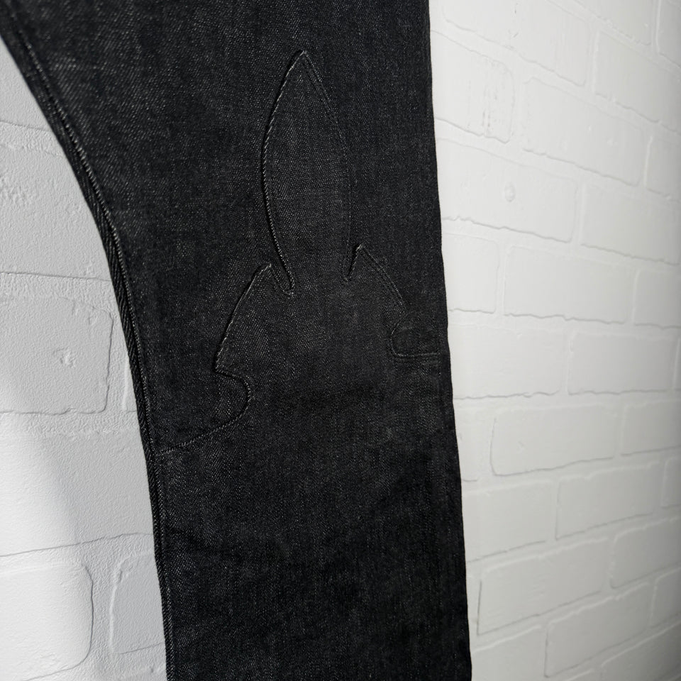 Chrome Hearts Fleur Knee Black Star Patch Jeans