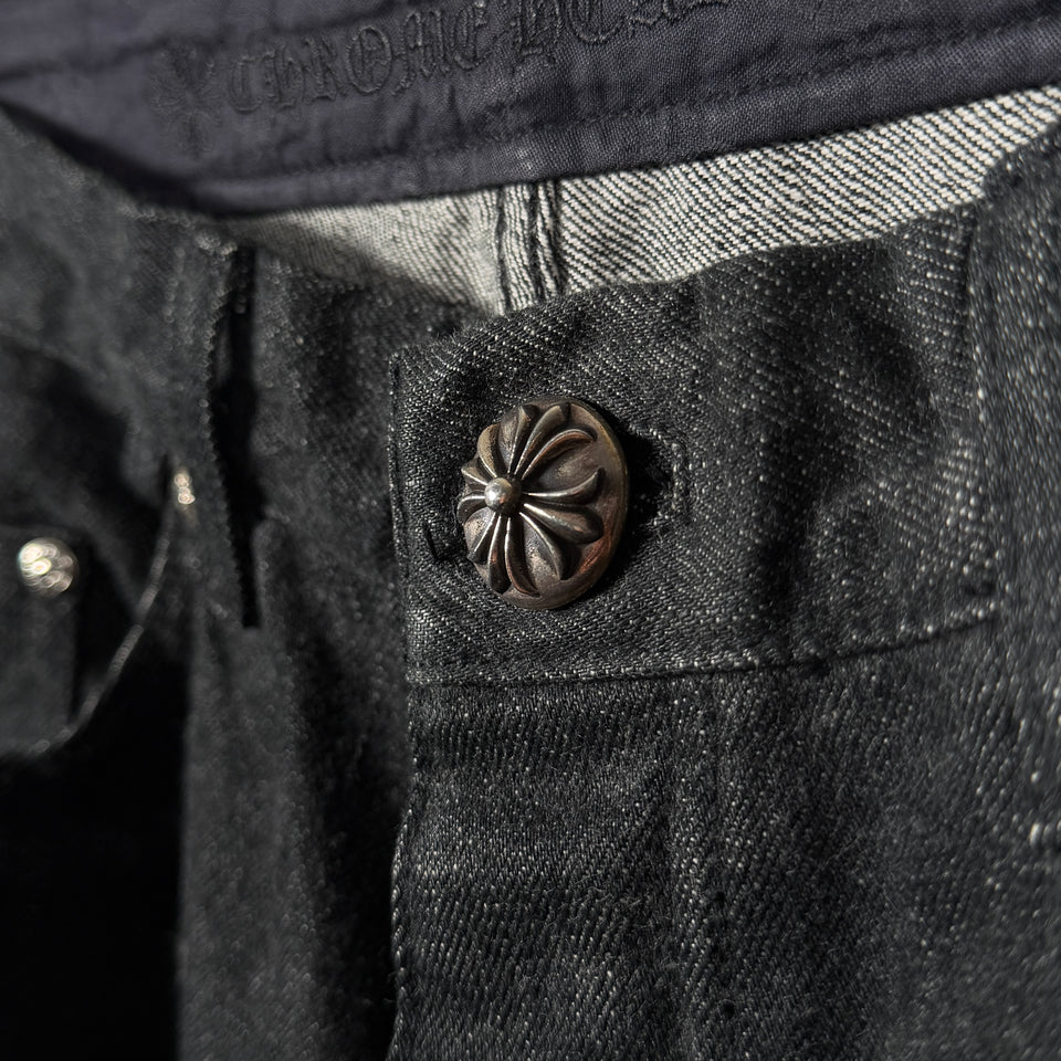Chrome Hearts Fleur Knee Black Star Patch Jeans